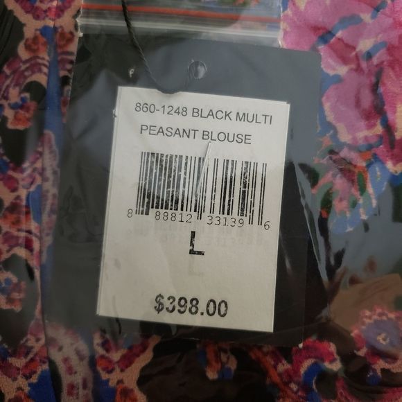 NANETTE Lepore Boho Silk Square-Neck Long-Sleeve Peasant Top - Picture 3 of 4